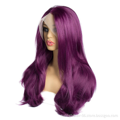 SUNLIGHT HAIR Straight Synthetic Wigs For Woman 24 Inch Long Heat Resistant Hair Wig Black Ombre Purple 2T3700# Color